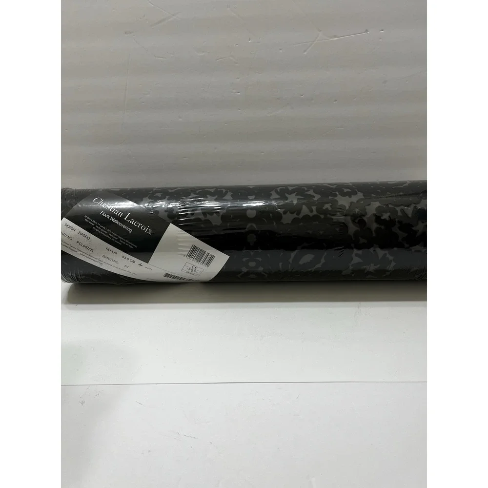 Christian Lacroix Flocked Wall Covering Black Gray 2012 Paseo Pattern 2 Roll NIP